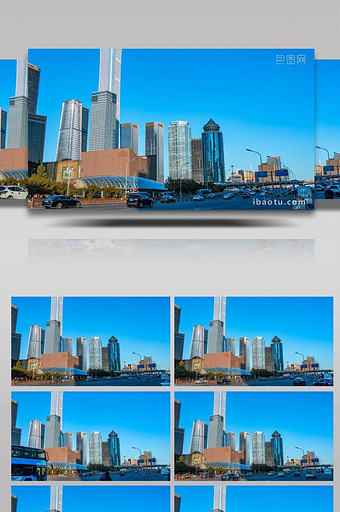 城市4K北京国贸CBD城市车流交通地标延图片