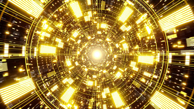 明亮闪耀未来派金色隧道4K级循环视频素材