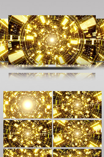 明亮闪耀未来派金色隧道4K级循环视频素材图片