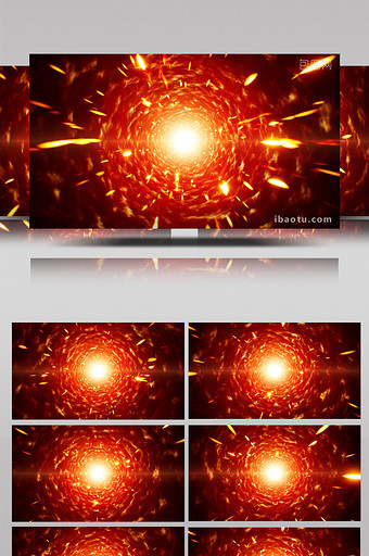 旋转光耀斑能量燃烧云隧道循环背景视频素材图片