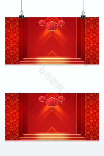 红色新年喜庆底纹立体背景图片