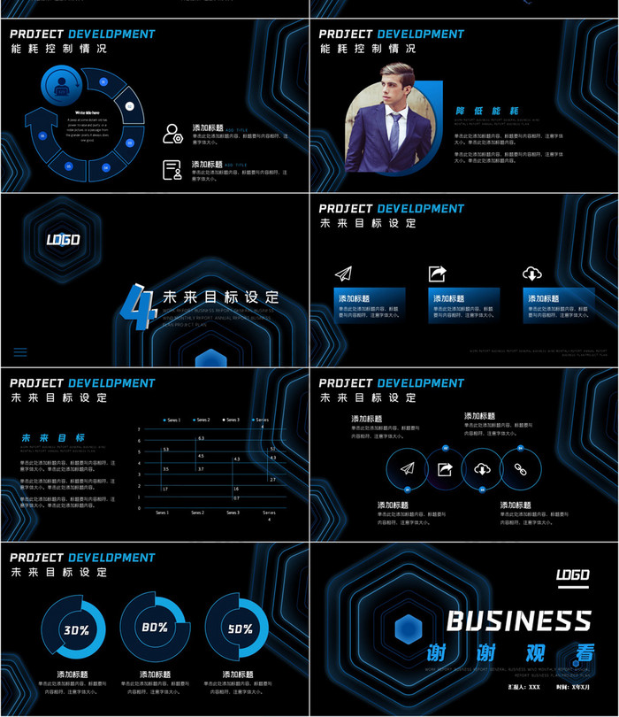 深色创意风科技类企业工作汇报PPT模板