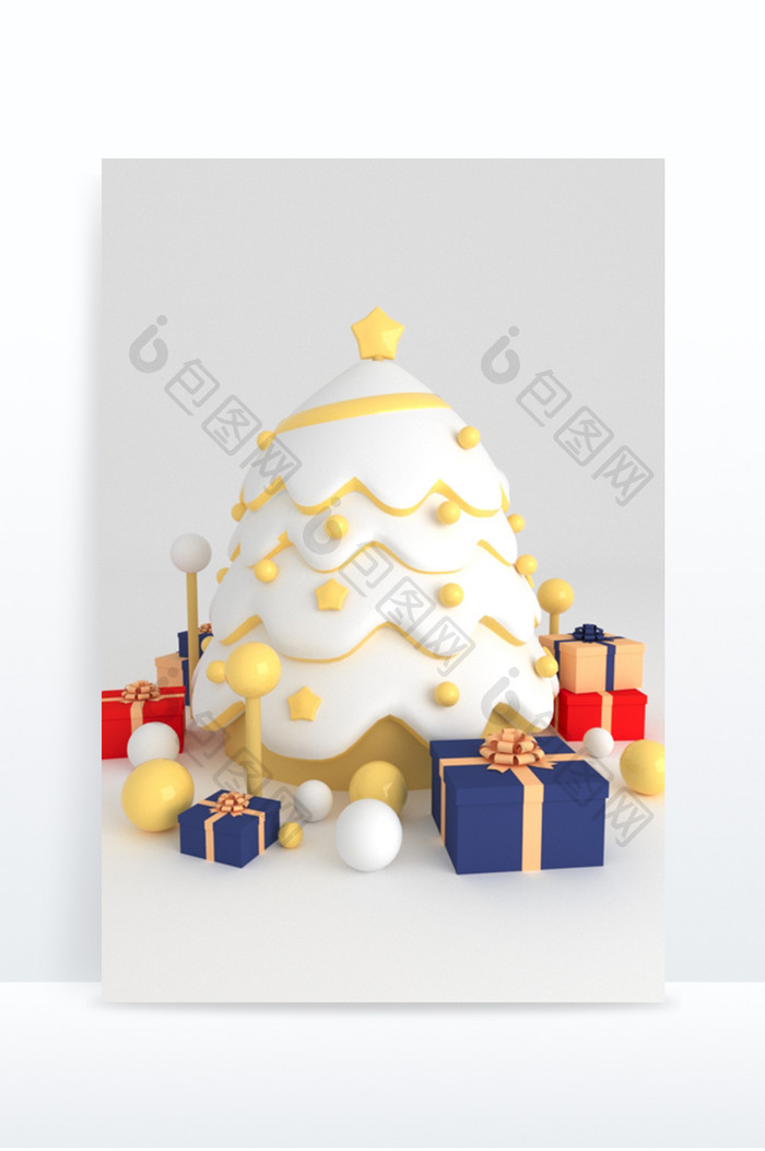雪白礼物圣诞树创意模型