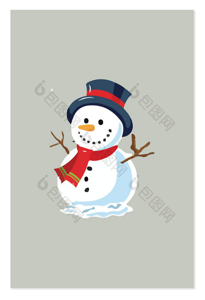 雪人素材 形象元素 黑色小帽子雪人 卡通