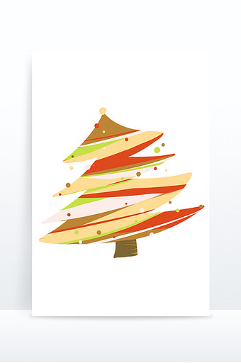 金色卡通风圣诞树元素图片