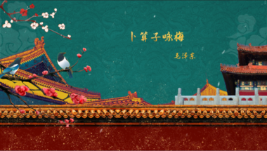诗朗诵中国风飘雪红墙红梅鎏金故宫背景视频