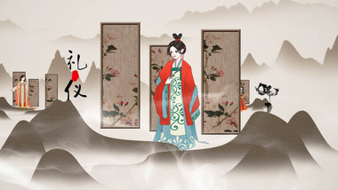 中国风水墨素雅汉唐服饰文化宣传AE模板