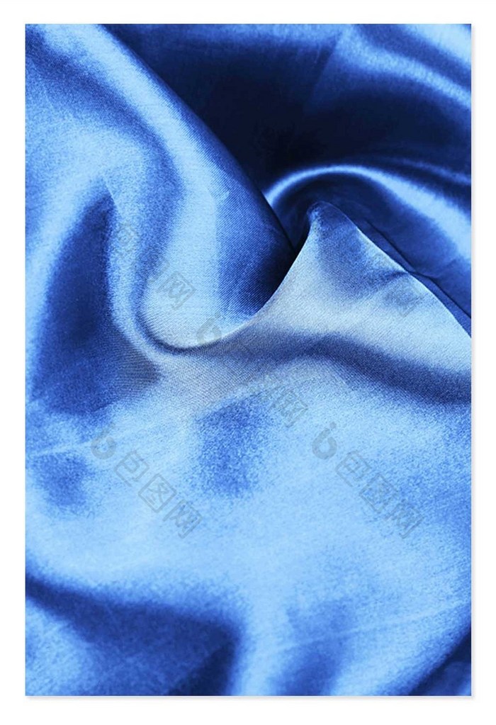 蓝色褶皱丝绸布料背景