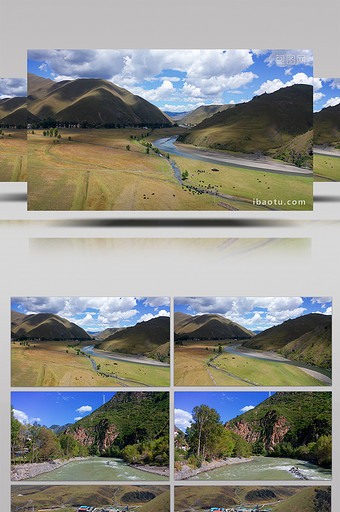 自然风光甘孜大山蓝天白云航拍视频4K图片