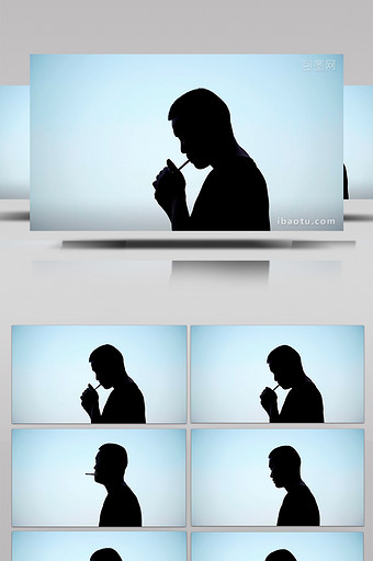 男人吸烟侧面实拍视频素材图片
