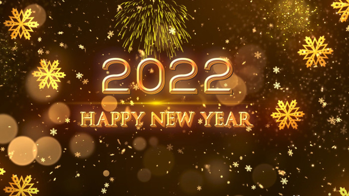 4K2022金色雪花礼花新年跨年视频素材