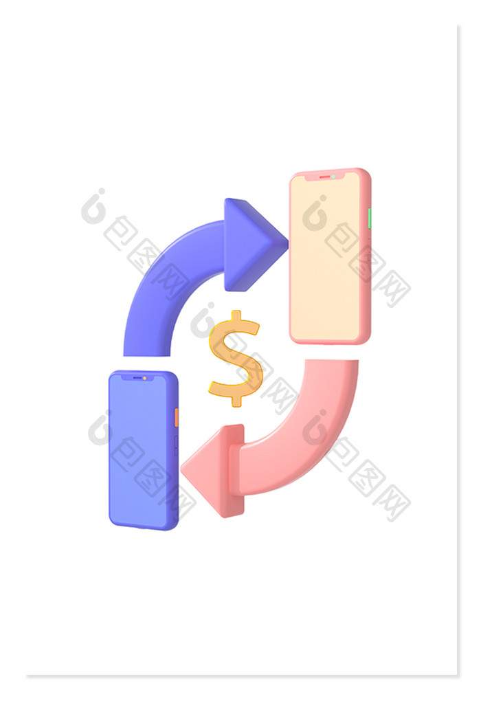 3D卡通UI图标金融手机转账C4D模型