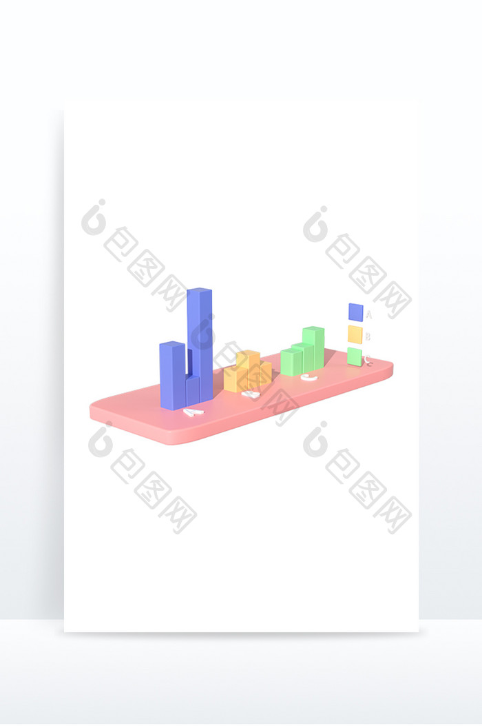 3D卡通UI图标金融时间柱状图C4D模型