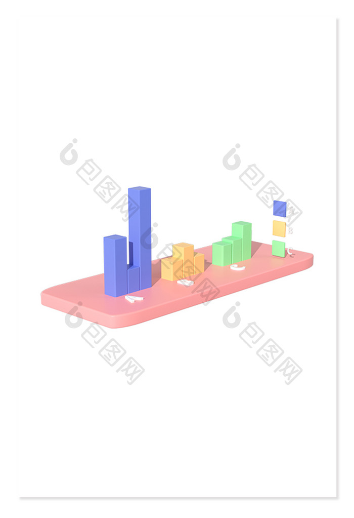 3D卡通UI图标金融时间柱状图C4D模型