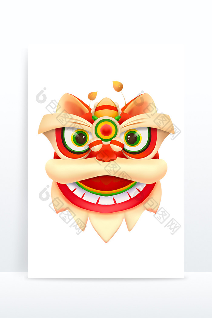 中国风新年舞狮狮子头形象元素