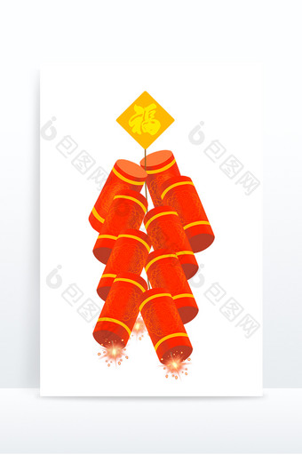 红色中国风节庆一串鞭炮元素图片