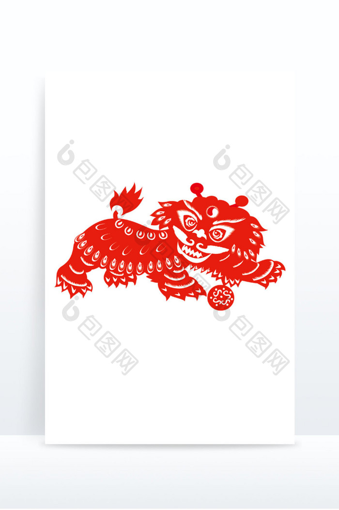 中国传统剪纸舞狮形象元素