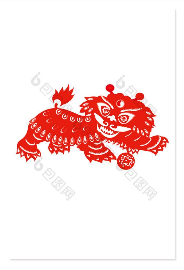 中国传统剪纸舞狮形象元素