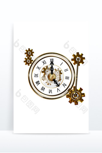 机械齿轮钟表时钟插画图片