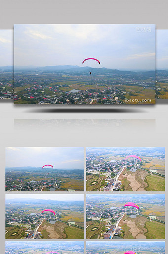 跳伞滑翔伞运动4K航拍图片