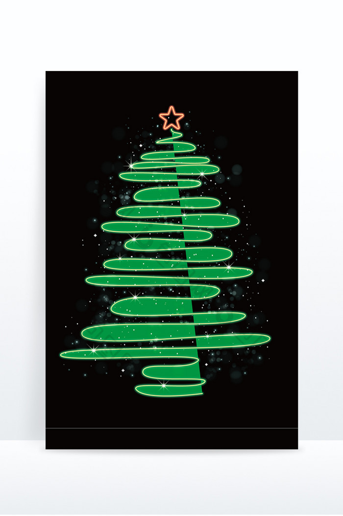 创意圣诞树发光树光点雪花圣诞节绿色星星