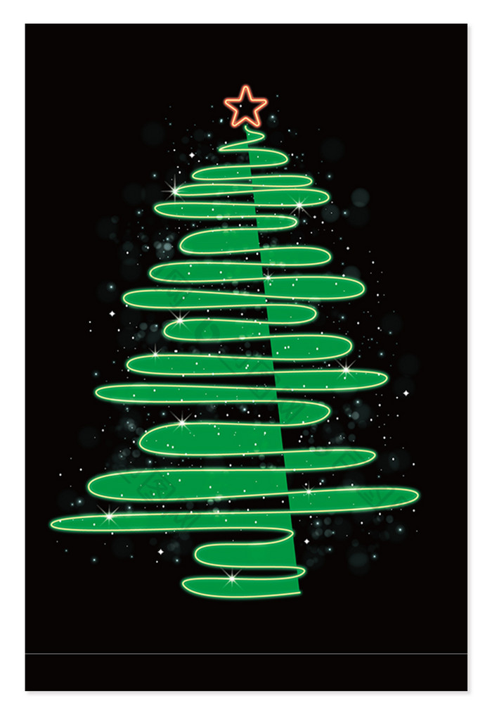 创意圣诞树发光树光点雪花圣诞节绿色星星