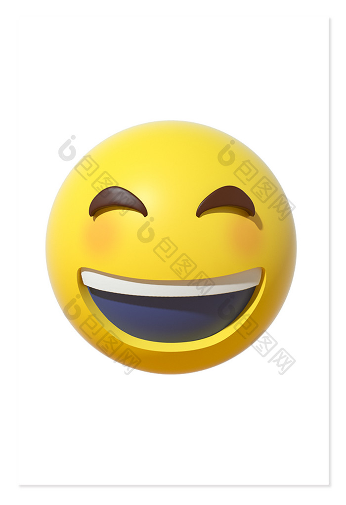 3D卡通emoji表情黄色图标大笑