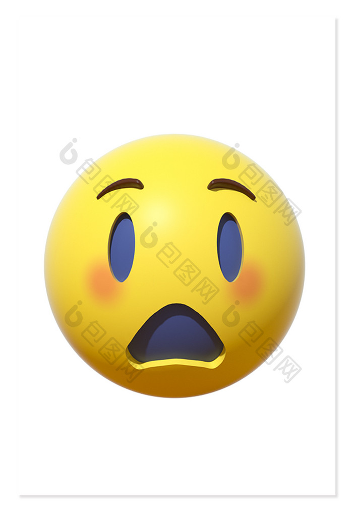 3D卡通emoji表情黄色图标惊讶难过