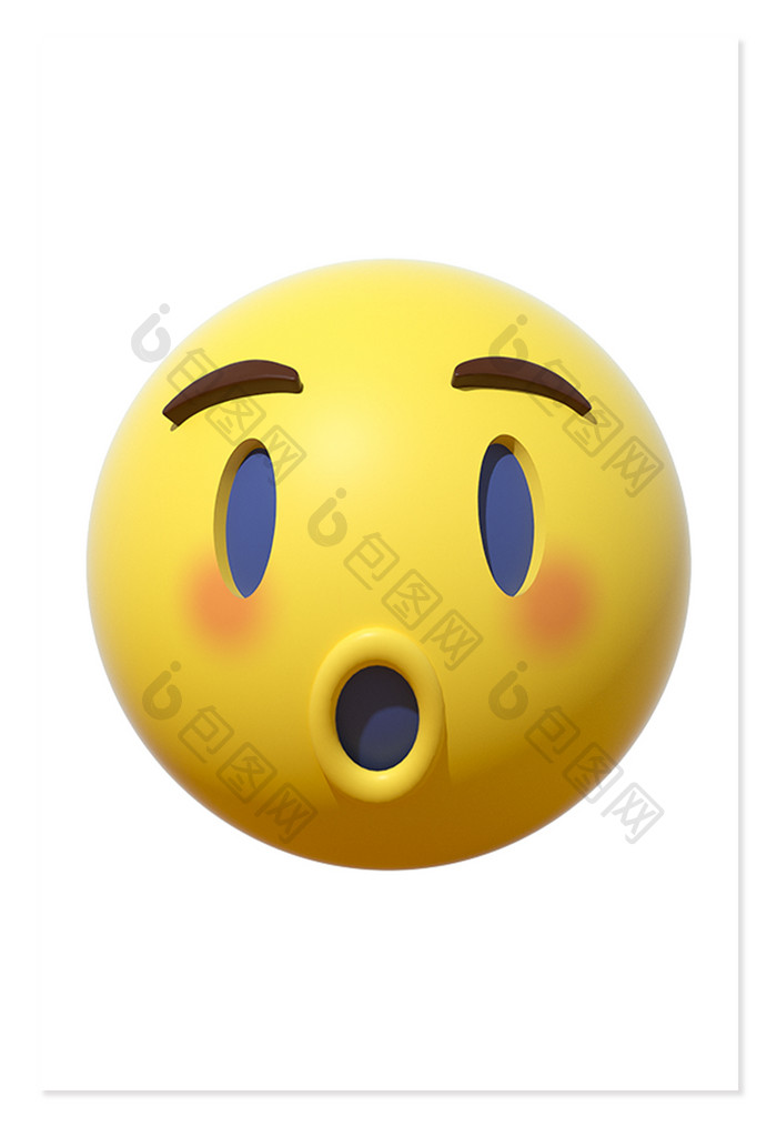 3D卡通emoji表情黄色图标惊讶哦吃瓜