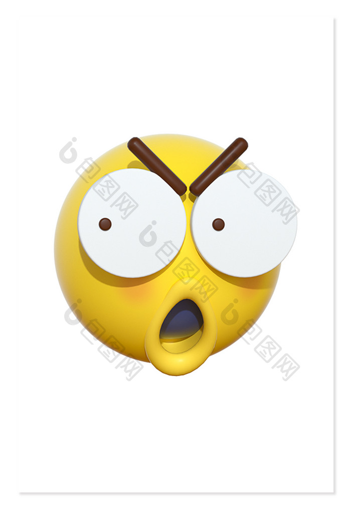 3D卡通emoji表情黄色图标震惊瞪大眼