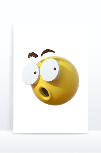 3D卡通emoji表情黄色图标惊讶呆住图片