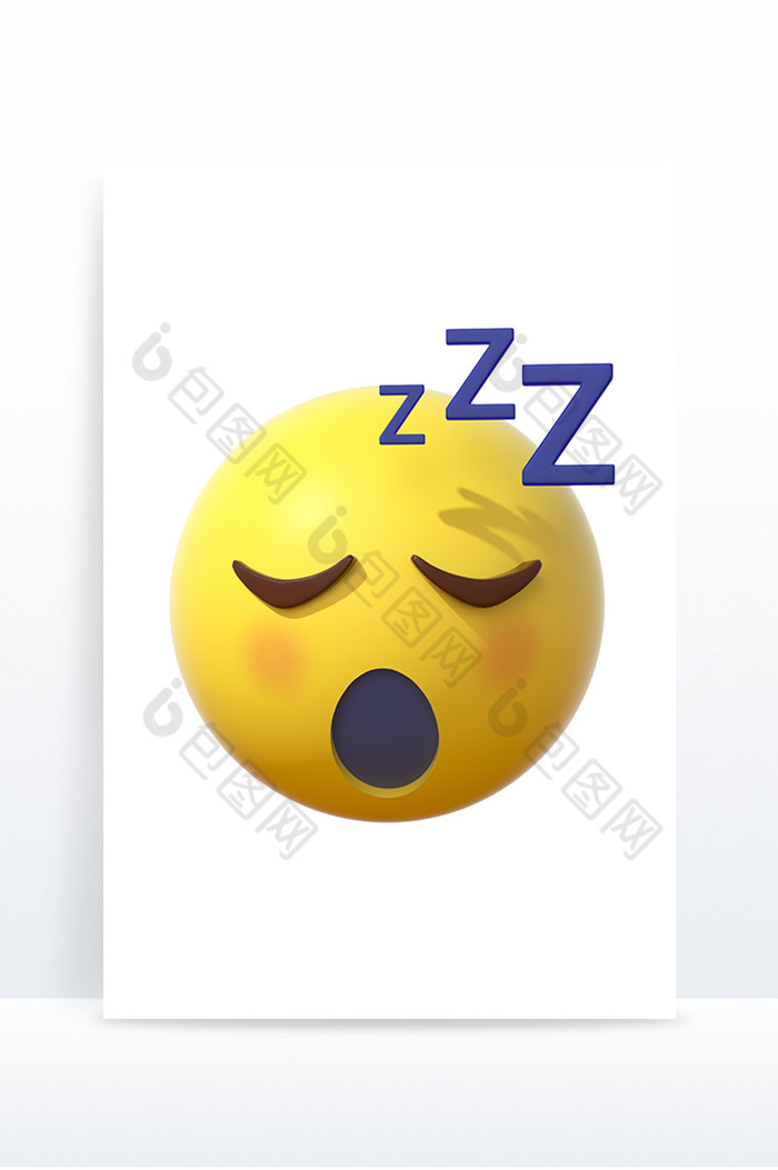 3D卡通emoji表情黄色图标睡觉鼾声图片图片