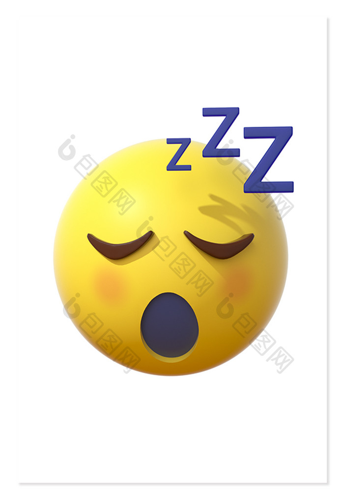 3D卡通emoji表情黄色图标睡觉鼾声