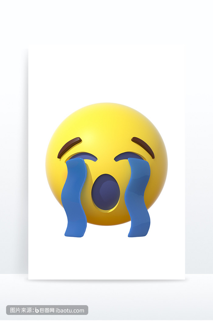 3d卡通emoji表情黄色图标大哭难过,包图网,图片,素材,模板,免费