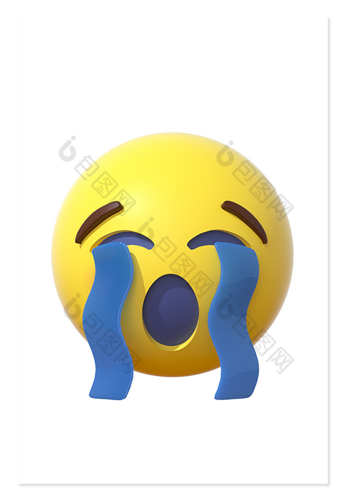 3d卡通emoji表情黄色图标大哭难过