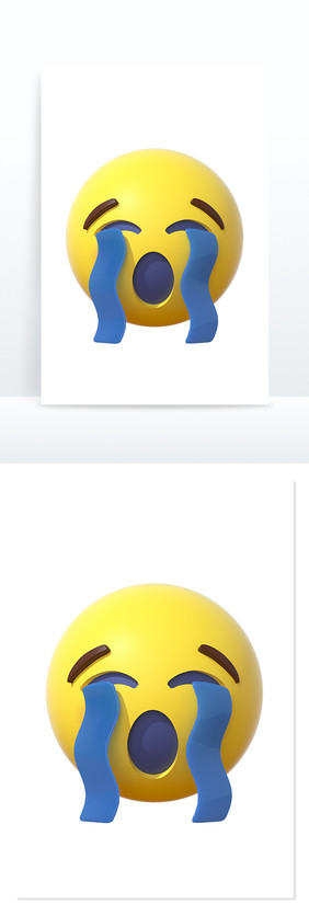 3D卡通emoji表情黄色图标大哭难过