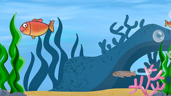 易用卡通插画类mg动画内陆水域海底