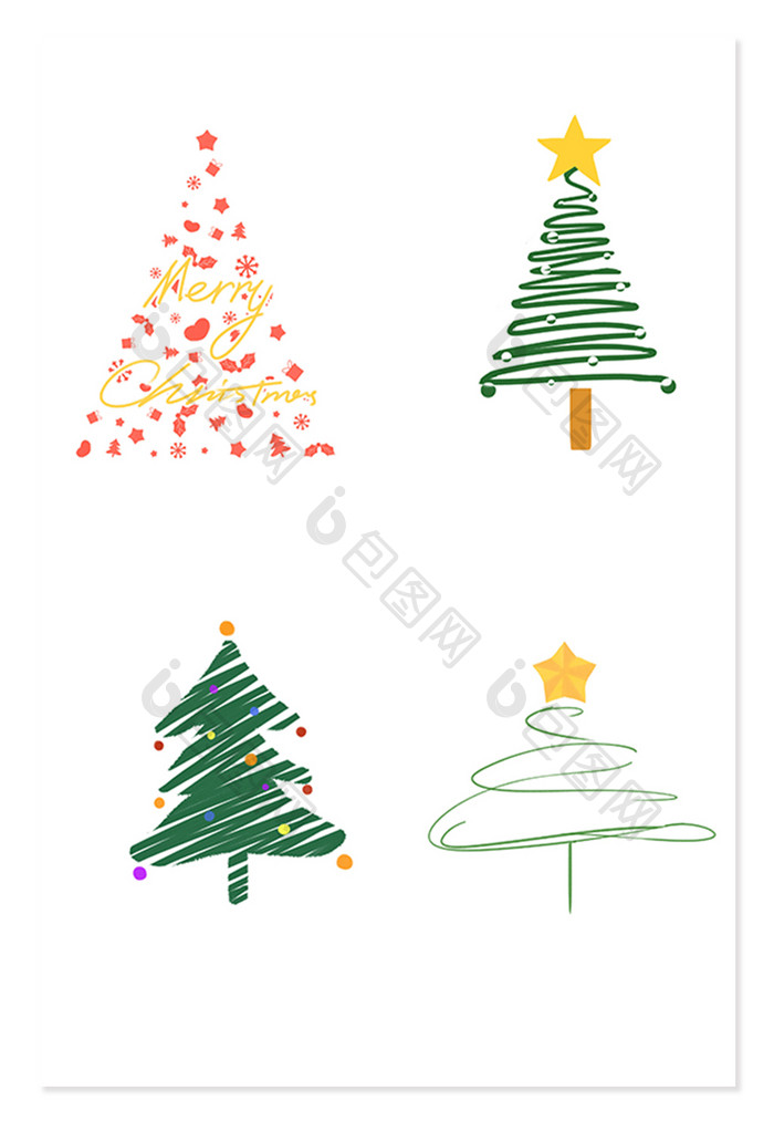 简约创意手绘圣诞树圣诞节元素