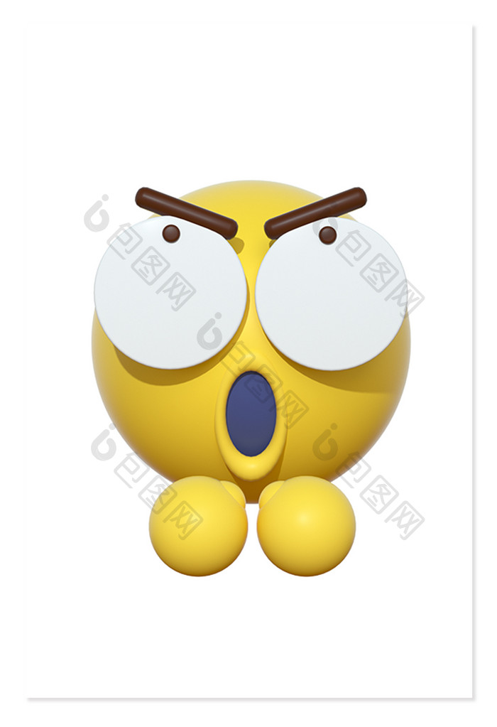 3D卡通emoji表情黄色图标兴奋打拳