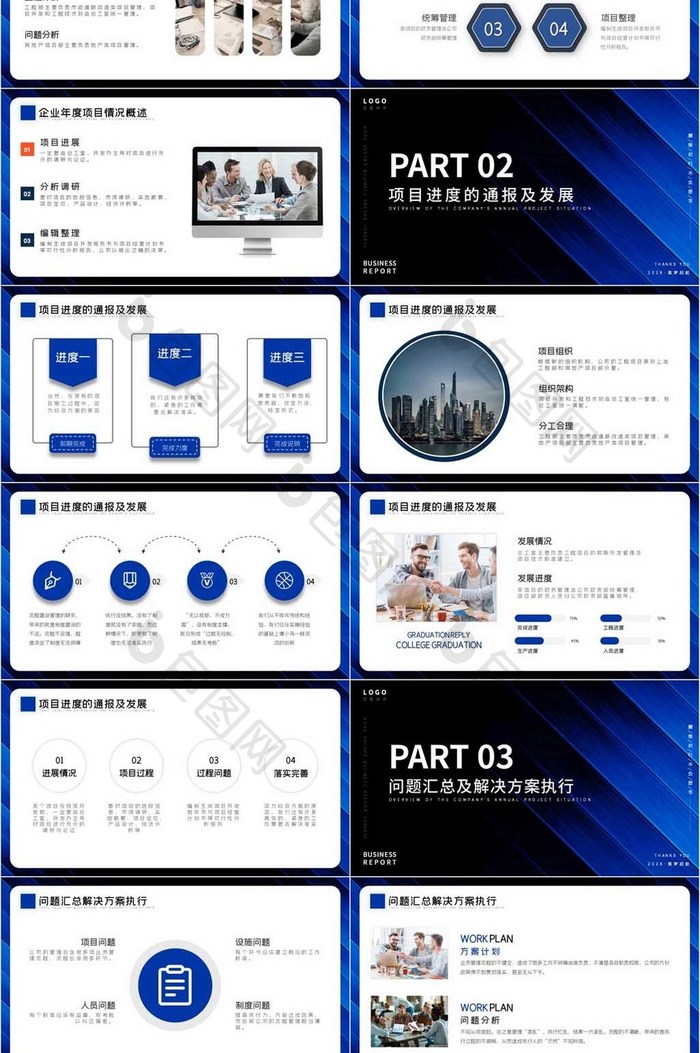 深色商务风企业年终总结汇报通用PPT模板