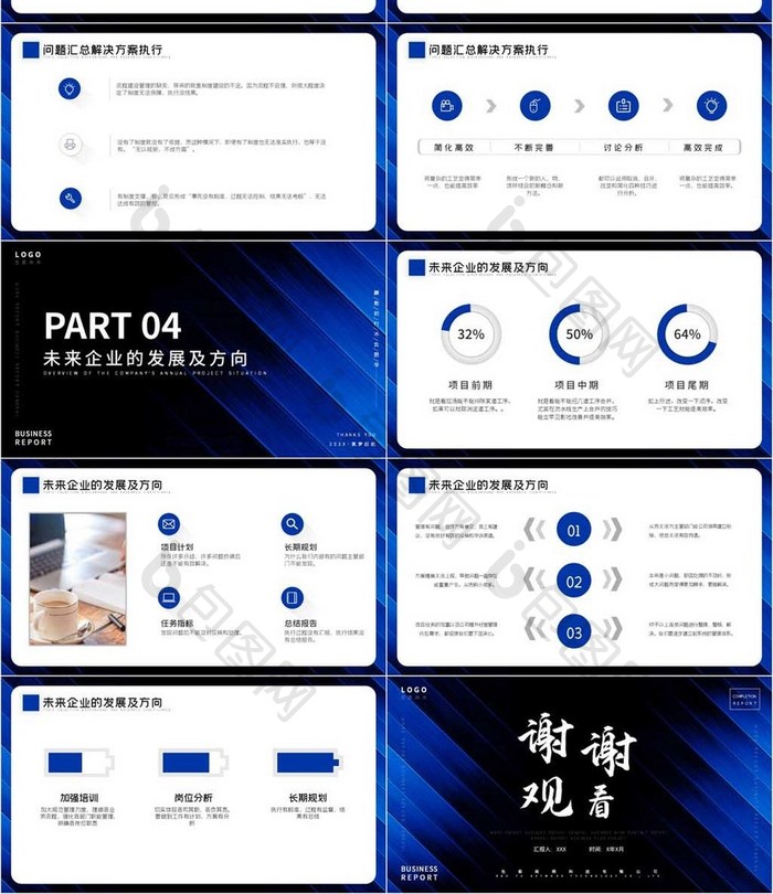 深色商务风企业年终总结汇报通用PPT模板