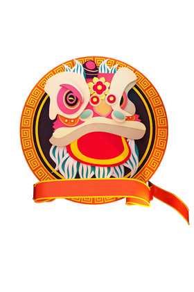 舞狮国潮剪纸节日元素图片
