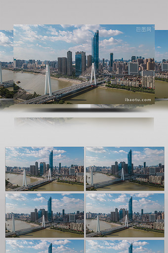 航拍武汉月湖桥延时视频图片