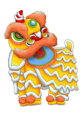插画新年舞狮狮子春节瑞兽图片