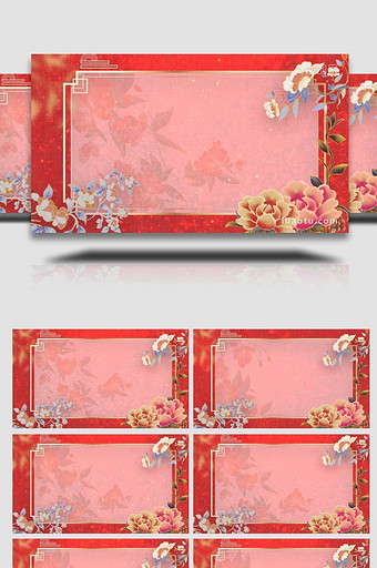 浪漫爱情复古中国风花卉刺绣纹理背景视频图片