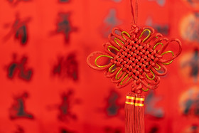 新年红色中国结喜庆背景