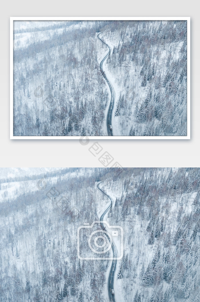 新疆喀纳斯冬季森林公路雪景