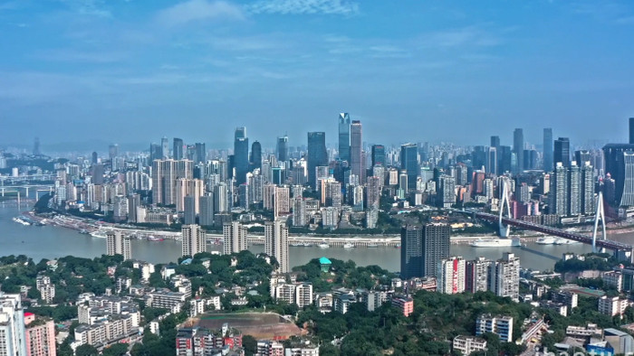 大气城市重庆渝中半岛城市天际线航拍