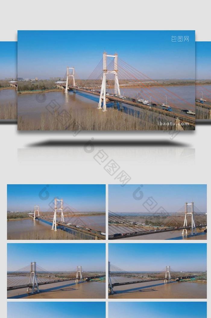 交通运输山东济南黄河大桥航拍