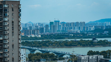 交通长沙橘子洲头城市风光地标延时